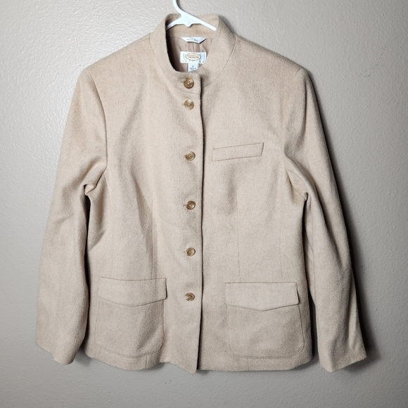 Talbots Petite Vintage 100% Camel Hair Tan Buttonfront Office Jacket-Size 12P - Picture 1 of 8